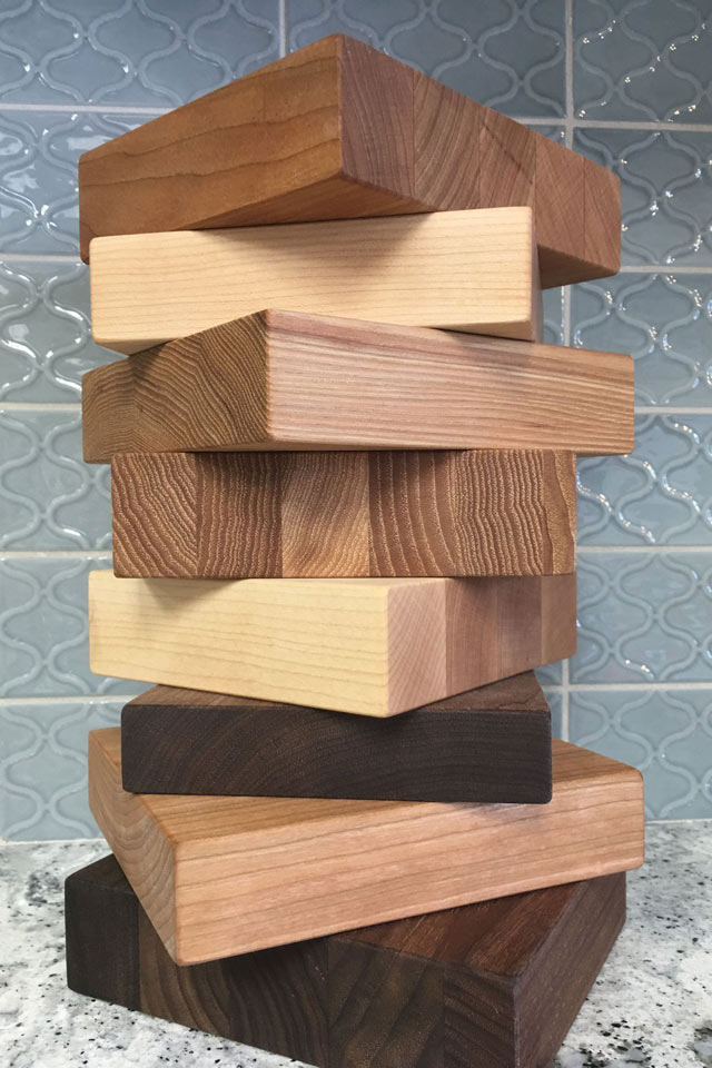 different wood stains stacked on top of each other